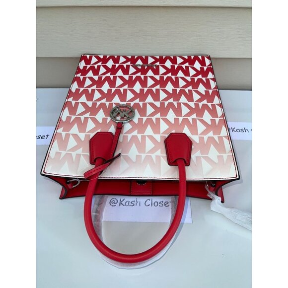 Michael Kors mercer medium graphic logo ombre print shopper tote bag coral reef - Picture 5 of 11